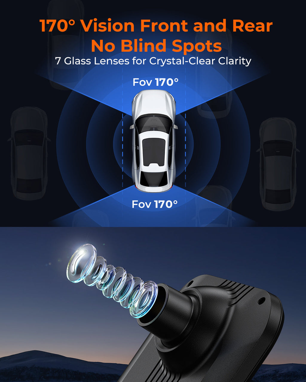 M4 3ch Mirror Dash Cam with 1080P 60fps Front+Rear+Bumper/Cabin Cameras, 12"IPS Touchscreen